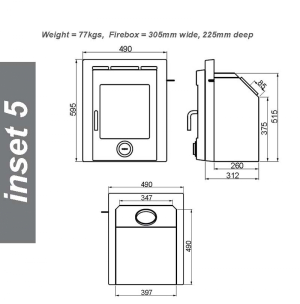 Ekol inset 5 woodburning stove dimensions