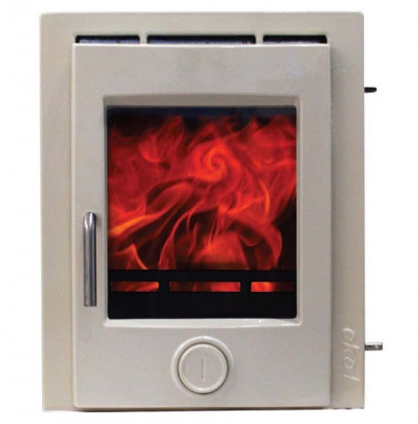 Ekol inset 5 light ivory enamel woodburning stove 5kw