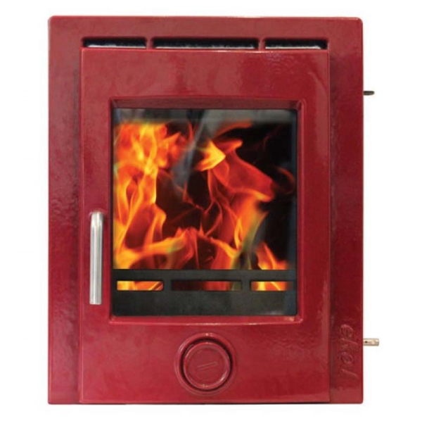 Ekol Inset 8 woodburning stove deep red enamel