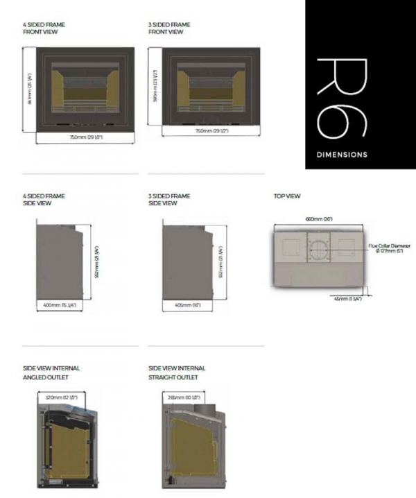 Di Lusso R6 Stove Wood burning inset stove statistics