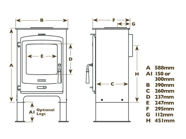 portway 1 contemporary multifuel dimensions